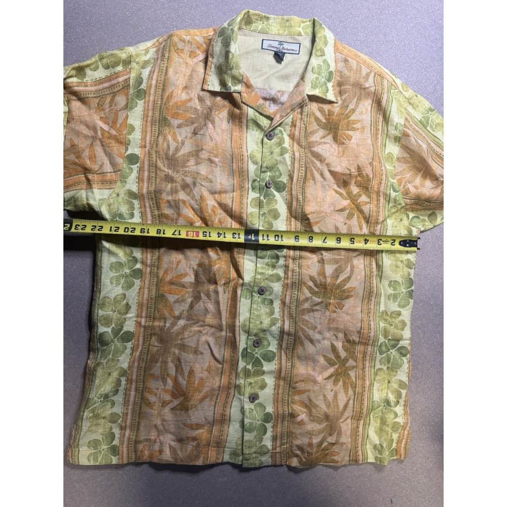 Tommy Bahama Mens Sz M Hawaiian Linen Button Up Shirt Floral Yellow - Picture 5 of 7